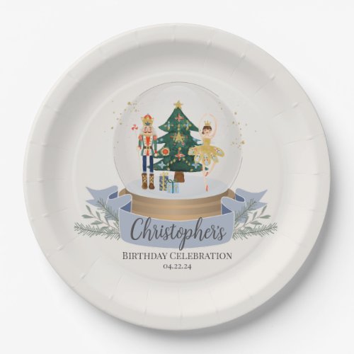 Pastel Blue Nutcracker Christmas Birthday Party Paper Plates