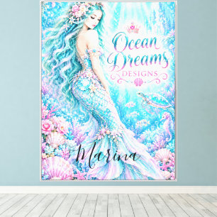 Pastel Blue Ocean Dreams Mermaid Princess Fantasy Canvas Print