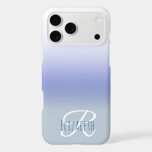 Pastel Blue Ombre Initial Letter Monogram iPhone 17 Pro Max Case