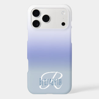 Pastel Blue Ombre Initial Letter Monogram iPhone 17 Pro Max Case