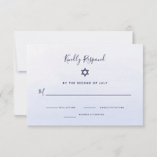Pastel Blue Ombre Watercolor Bat Mitzvah RSVP Card