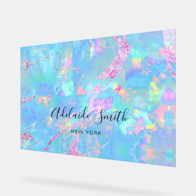 pastel blue opal acrylic sign (Angle)