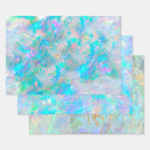 pastel blue opal texture design wrapping paper sheets