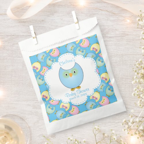Pastel Blue Owl Baby Boy Shower Theme Favor Bag