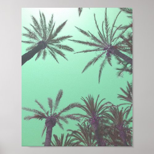 Pastel Blue Palm Trees Sunset Photo Print