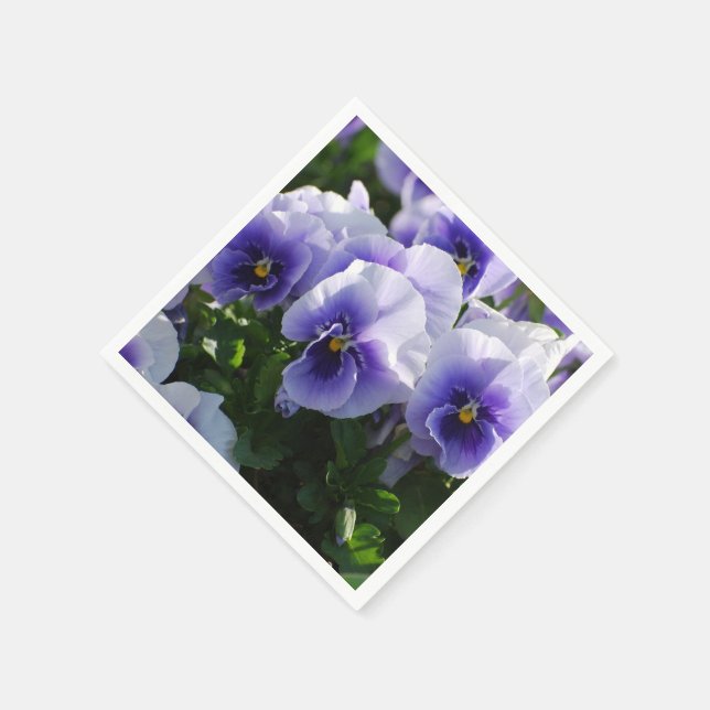 Pastel Blue Pansies Napkins (Corner)