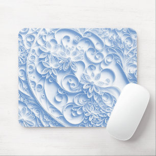 Pastel Blue Paper Quilling Pattern Mouse Pad