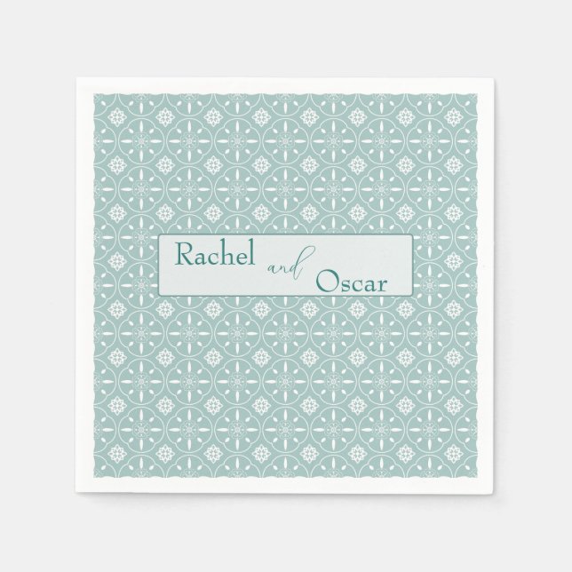 Pastel blue pattern wedding  napkins (Front)