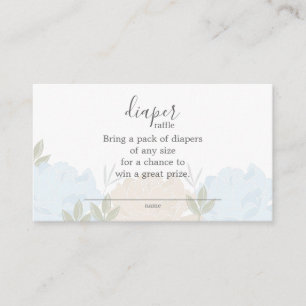 Pastel Blue Peonies Diaper Raffle Baby Shower Enclosure Card