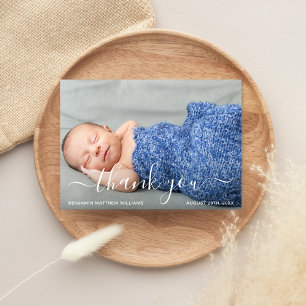 Pastel Blue Photo Thank You Baby Shower Thank You Card