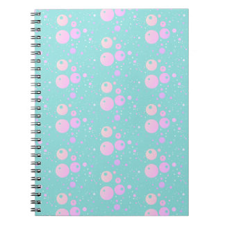 Pastel blue pink aesthetic circle dot design notebook