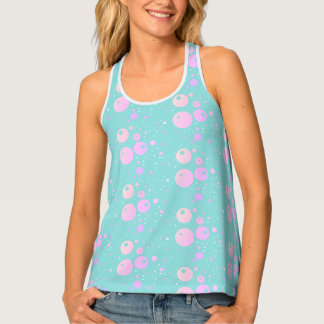 Pastel blue pink aesthetic circle dot design tank top