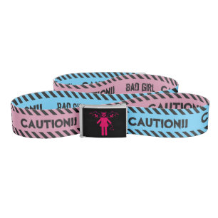 Pastel Blue Pink Bad Girl Caution Tape Belt