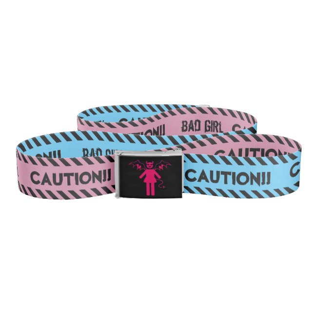 Pastel Blue Pink Bad Girl Caution Tape Belt (Zig-Zag)