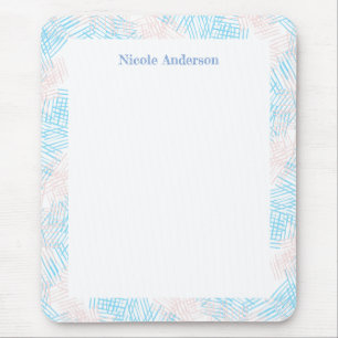 Pastel Blue & Pink Border Mouse Pad