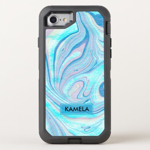 Pastel Blue  Pink Colorful Marble Swirls OtterBox Defender iPhone SE87 Case