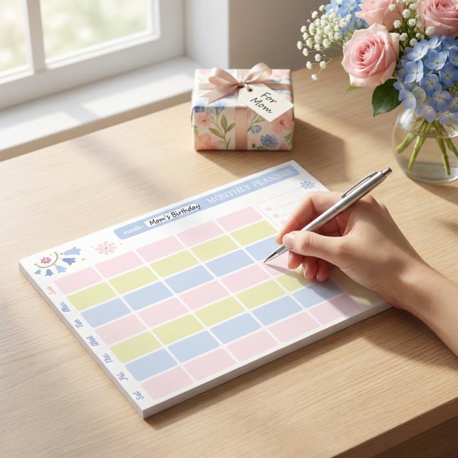 Pastel Blue Pink Cute Monthly Planner Notepad 11x8 (Pastel Blue Pink Cute Monthly Planner Notepad 11x8
)