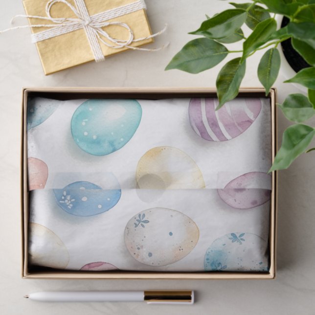 Pastel Blue Pink Easter Egg Pattern  Tissue Paper (Gift)