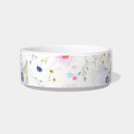 Pastel Blue & Pink Flowers Pet<br><div class="desc">This pet bowl for a dog or cat has a floral image of pastel blue & pink flowers against a white background.</div>