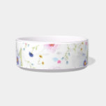 Pastel Blue & Pink Flowers Pet Bowl<br><div class="desc">This pet bowl for a dog or cat has a floral image of pastel blue & pink flowers against a white background.</div>