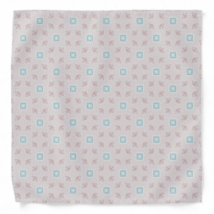 Pastel Blue Pink Granny Style Tile Pattern Vintage Bandana