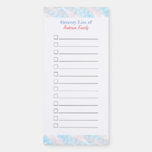 Pastel Blue & Pink Grocery List Magnetic Notepad