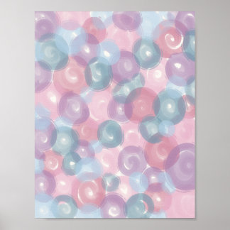 Pastel Blue Pink Lavender Glossy Bubble Pattern Poster