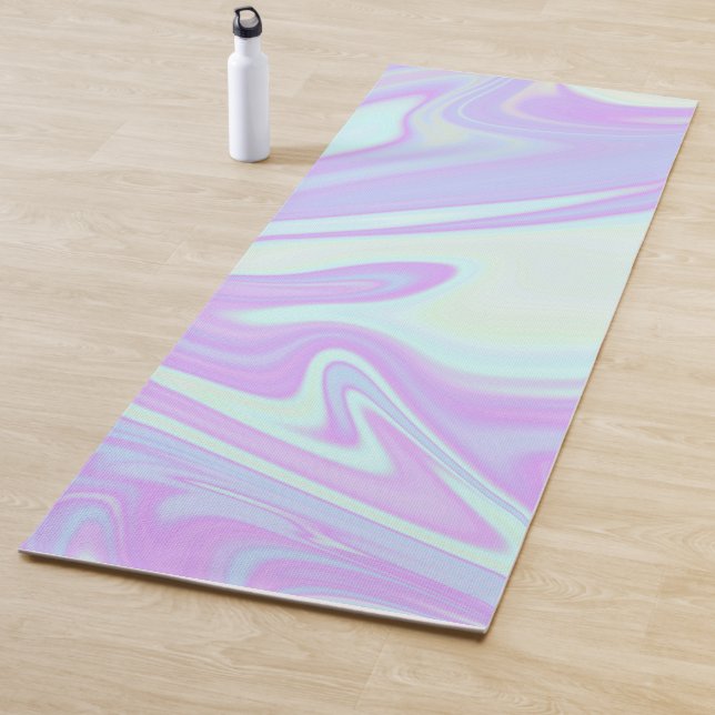 Pastel Blue Pink Liquid Marble Swirl Yoga Mat (In Situ)