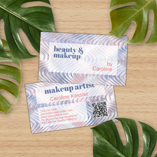 Pastel Blue Pink Metallic Marble Waves Art Pattern Business Card