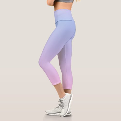 Pastel Blue Pink Ombre Capri Leggings