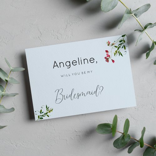 Pastel blue pink red green flowers Bridesmaid