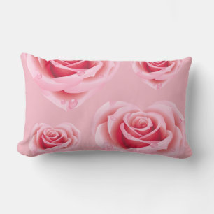 Pastel Blue/Pink Roses Throw Pillow