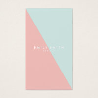Pastel Blue Pink Social Media Color Block Diagonal Business Card