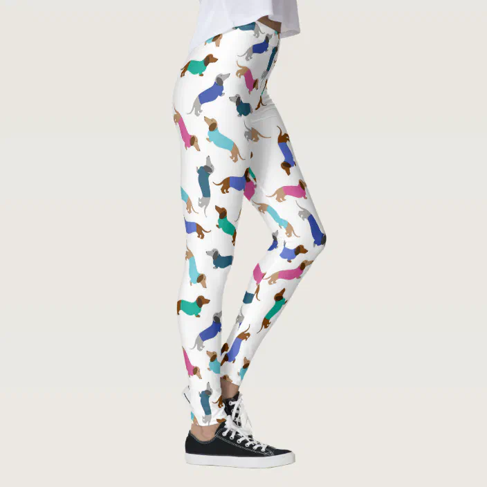 Women Stretchy Watercolor Daschund Dog Sports Gym Tights Women Stretchy Watercolor Daschund Dog Sports Gym Tights