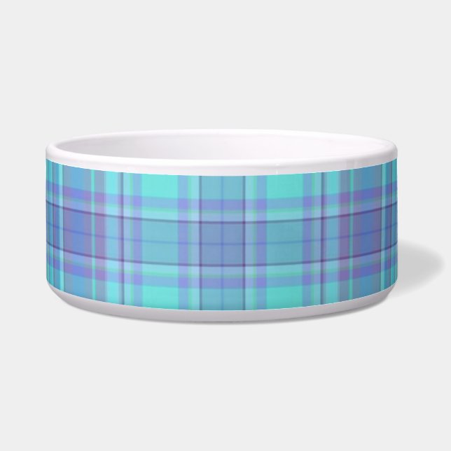 Pastel Blue Plaid Bowl (Front)