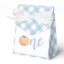 pastel blue plaid first birthday favor boxes