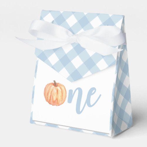 pastel blue plaid first birthday favor boxes