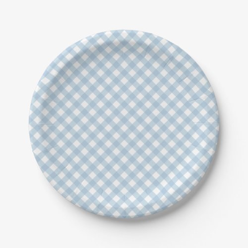 pastel blue plaid first birthday napkins paper plates
