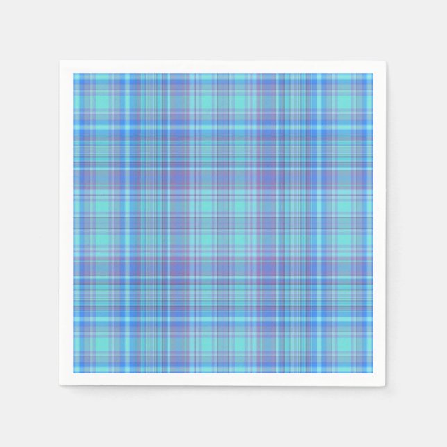 Pastel Blue Plaid Napkins (Front)