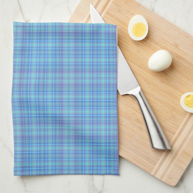 Pastel Blue Plaid Pattern Kitchen Towel (Quarter Fold)