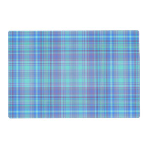 Pastel Blue Plaid Pattern Placemat