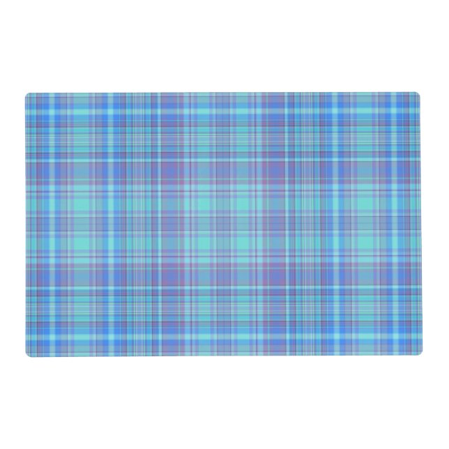 Pastel Blue Plaid Pattern Placemat (Front)