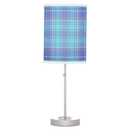 Pastel Blue Plaid Pattern Table Lamp