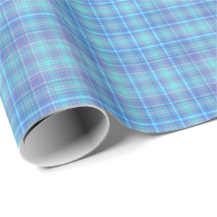 Pastel Blue Plaid Pattern Wrapping Paper