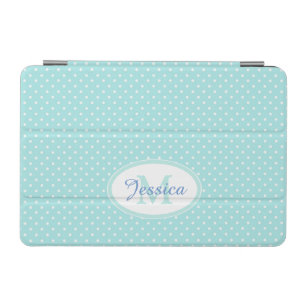 Pastel Blue Polka Dot Personalised iPad Mini Cover