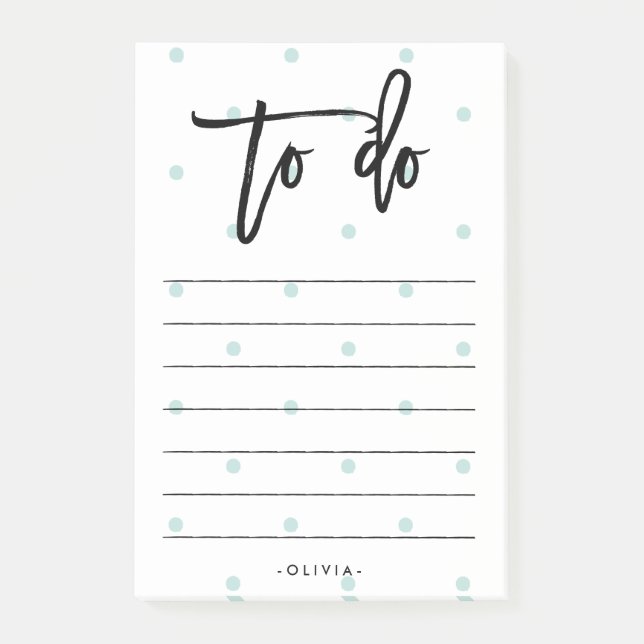 Pastel Blue Polka Dots and Modern Typography To Do Post-it Notes (Front)