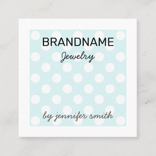 Pastel Blue Polka Dots Handmade Jewelry Display Square Business Card