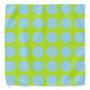 Pastel Blue Polka Dots Lime Green Bandana