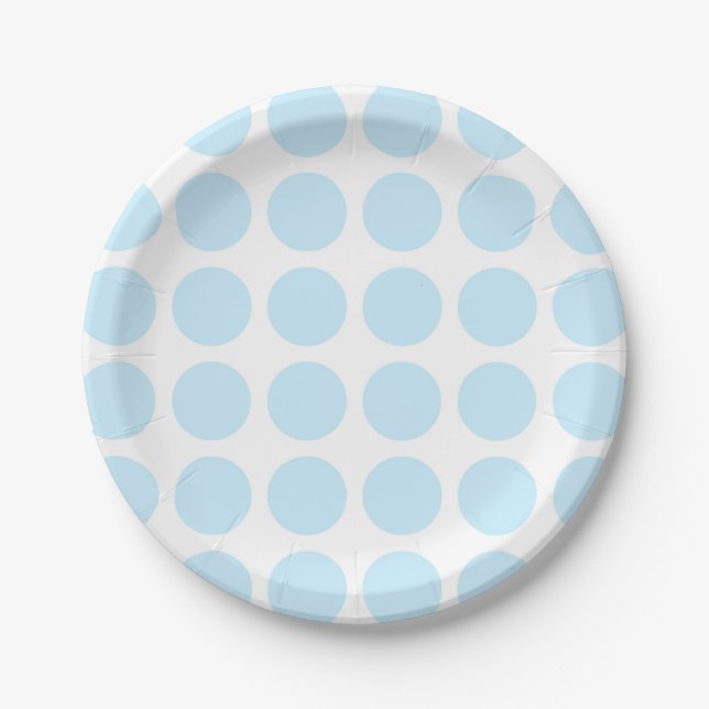 Pastel Blue Polka Dots Paper Plates (Front)