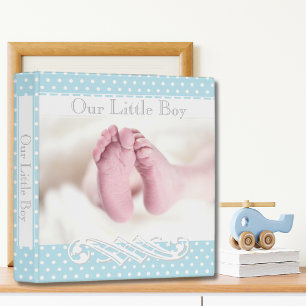 Pastel Blue Polka-Dots Pattern•Babies Feet•Custom• 3 Ring Binder